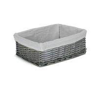 Wicker Antique Wash Storage Basket with White Lining Red Hamper White L