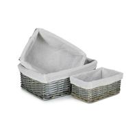 Red Hamper Antique Wash Wicker Storage Basket with Lining - White - Wicker - 3