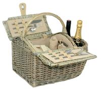 Red Hamper Boat Shaped Fitted Wicker Picnic Basket - 2 Person
