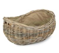 Red Hamper Boat Shaped Rattan Log Basket with Cordura Lining - Brown - Large