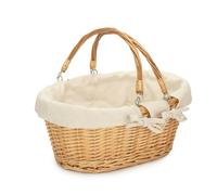 Cotton Lined Swing Handle Shopping Basket Red Hamper Red One Size