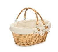 Cotton Lined Swing Handle Shopping Basket Red Hamper Light Red One Size