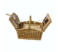 Red Hamper Butterfly Lidded 4 Person Fitted Farmhouse Picnic Basket in Brown Red Hamper Brown 4 Person