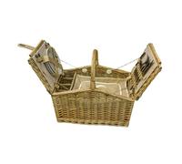 Red Hamper Butterfly Lidded 4 Person Fitted Farmhouse Wicker Picnic Basket - 4 Person