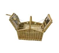 Red Hamper Wicker Butterfly Lidded 4 Person Fitted Farmhouse Picnic Basket in Yellow Red Hamper Yellow