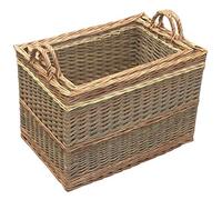 Wicker Set of 2 Buttermere Large Log Baskets Red Hamper Brown One Size