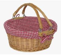 Red Hamper C005L Wicker Large Swing Handle Shopping Basket With Red And White Check