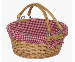 Red Hamper C005L Wicker Large Swing Handle Shopping Basket With Red And White Check