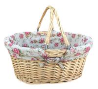 Red Hamper C005R Wicker Large Swing Handle Shopper With Garden Rose Lining Basket