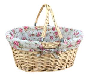 Red Hamper C005R Wicker Large Swing Handle Shopper With Garden Rose Lining Basket