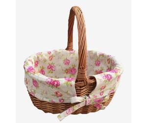Red Hamper C018R Wicker Double Steamed Oval Shopping Basket With Rose Lining