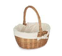 Red Hamper C018W Wicker Double Steamed Oval Shopping Basket With White Lining