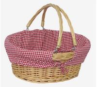 Red Hamper C019L Wicker Medium Swing Handle Shopping Basket With Red And White Check