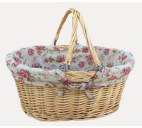 Red Hamper C019R Wicker Medium Swing Handle Shopping Basket With Rose Lining