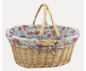 Red Hamper C019R Wicker Medium Swing Handle Shopping Basket With Rose Lining