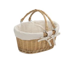 Red Hamper C019W Wicker Shopping Basket Medium Swing Handle Shopper With White Lining