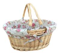 Red Hamper C020R Wicker Small Swing Handle Shopping Basket With Rose Lining