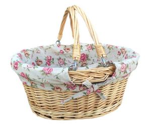Red Hamper C020R Wicker Small Swing Handle Shopping Basket With Rose Lining