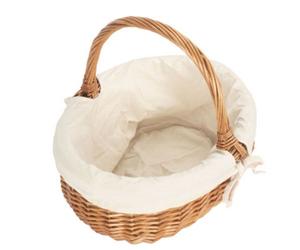 Red Hamper C044W Wicker Small Deluxe Shopping Basket With White Lining