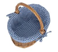 Red Hamper C082Blue Wicker Small Blue Checked Lined Country Oval Shopping Basket