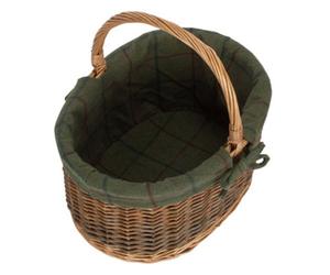 Red Hamper C083G Wicker Large Green Tweed Lined Country Oval Shopping Basket