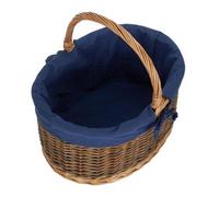 Red Hamper C083N Wicker Large Blue Lined Country Oval Shopping Basket