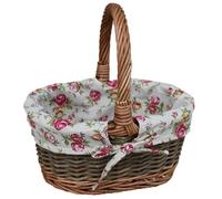 Red Hamper C083R Wicker Large Garden Rose Lined Country Oval Shopping Basket