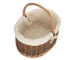 Red Hamper C083W Wicker Large White Lined Country Oval Shopping Basket