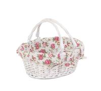 Red Hamper C103R Wicker Small White Swing Handle Shopper With Garden Rose Lining