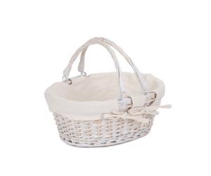 Red Hamper C103W Wicker Small White Swing Handle Shopper With White Lining