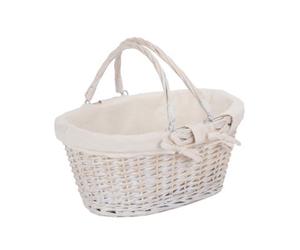 Red Hamper C104W Wicker Medium White Swing Handle Shopper With White Lining