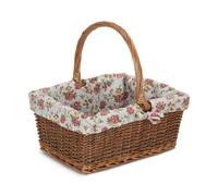 Red Hamper C121R/3 Large Rectangular Unpeeled Willow Shopping Basket With Garden Rose Lining