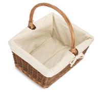 Red Hamper C121W/2 Medium Rectangular Unpeeled Willow Shopping Basket With White Lining