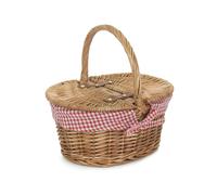 Wicker Childs Light Steamed Finish Cotton Lined Oval Picnic Basket Red Hamper Red One Size