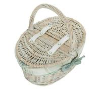 Red Hamper Childs White Wash Butterfly Lidded Wicker Basket - Cream Tartan