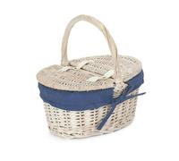 Red Hamper Childs White Wash Butterfly Lidded Wicker Basket - Wicker - 1 - Empty Picnic Basket