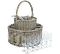 Red Hamper Chilled Wicker Drinks Basket with Glasses