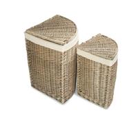 Red Hamper Cotton Lined Antique Wash Wicker Laundry Basket in Brown Red Hamper Brown