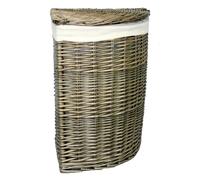 Red Hamper Cotton Lined Antique Wash Wicker Laundry Basket in White Red Hamper White