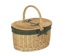 Red Hamper Cotton Lined Buff Oval Picnic Basket - Green - One Size