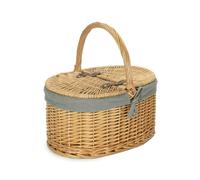 Red Hamper Cotton Lined Buff Oval Picnic Basket - Grey - One Size