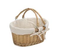 Cotton Lined Swing Handle Shopping Basket Red Hamper Brown One Size