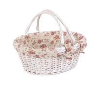 Red Hamper C103R Wicker Small White Swing Handle Shopper with Garden Rose Lining