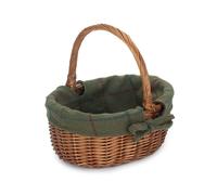 Red Hamper Cotton Lined Wicker Double Steamed Oval Shopping Basket in Green Red Hamper Green