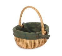 Red Hamper Cotton Lined Wicker Shopping Basket Buff Willow Oval Shopper in Green Red Hamper Green