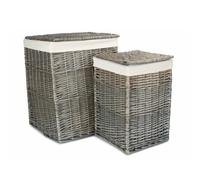 Red Hamper Cotton Lined Wicker Square Laundry Basket in White Red Hamper White