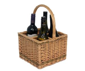 Red Hamper Db009 Wicker 4 Bottle Steamed 2 Tone Bottle Carrier