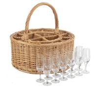 Red Hamper Db011 Wicker Garden Picnic Basket Complete With 12 Glasses