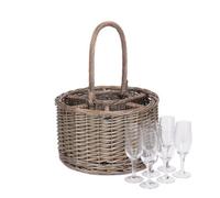 Red Hamper Db029 Wicker Special Event Basket Wine Glasses