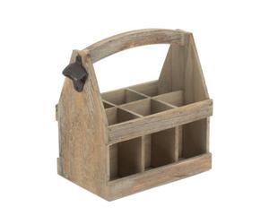 Red Hamper Db034 Wood Oak Effect Six Bottle Wooden Carrier